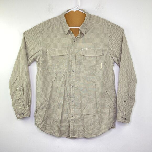 Exofficio Other - ExOfficio Mens XL Shirt Beige Plaid Insect Shield Camping Snap Button AT12